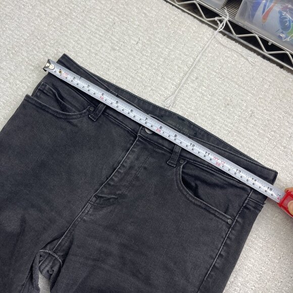 Uniqlo Jeans Mens 28 Black Denim Skinny Stretch Medium Wash Grunge Distressed - Picture 7 of 12